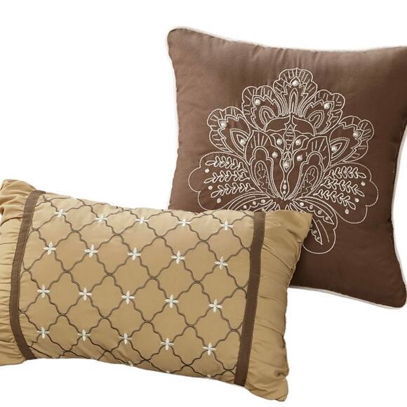 Madison Park Bellagio Jacquard Quilted 5 Pc Bedspread Set Brown Queen - Picture 2 of 5